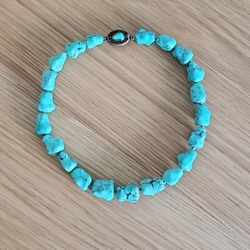 1960s Erik Poul Fenster Danish Natural Nugget Turquoise Necklace